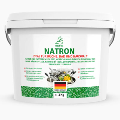GREENFOXX Natron (3 kg) | Vielseitiges Mittel für Küche, Bad & Haushalt - Hilft unter anderem bei Kalk & Fett. - Auch beim Backen einsetzbar