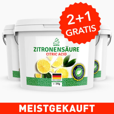 GREENFOXX Zitronensäure (3 kg) 2+1 GRATIS - Gibt Lebensmitteln Geschmack