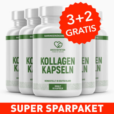 GREEN NUTRITION Kollagen Kapseln (60 St.) 3+2 GRATIS - 250 mg Kollagen vom Rind pro Kapsel
