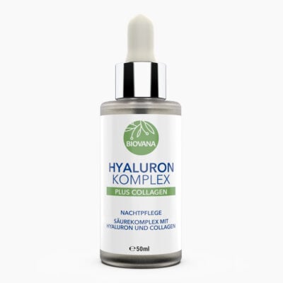 BIOVANA Hyaluron Komplex PLUS Collagen (50 ml) | 2-Stufen Wirkung - Geeignet zur Nachtpflege - Hochwertiger Hyaluron Komplex - Regeneration der Hautzellen