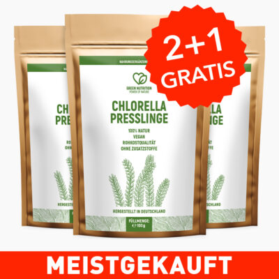 Green Nutrition Chlorella Presslinge – 2+1 - 400 mg pro Pressling