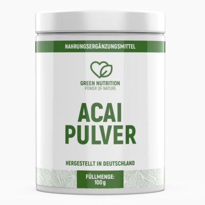 GREEN NUTRITION Acai Pulver (100 g) | Veganes, getrocknetes Pulver - Aus der  Acai Beere - In Deutschland hergestellt