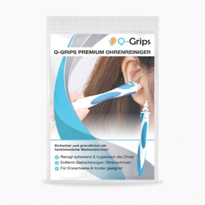 Q-Grips Premium Ohrenreiniger | Schonender Ohrenschmalz Entferner - Kinderleichte & sichere Anwendung - inkl. 16 Spiralaufsätze