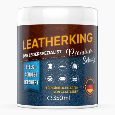 LEATHERKING - Lederpflege (350 ml) | Hochwertige Reinigung & Pflege - Geeignet für Leder & Kunstleder - Gegen Kratzer & Risse - Lederpflegemittel mit Lanolin & Kokosfett