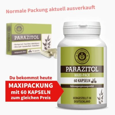 Parazitol - Maxi-Pack (60 Kapseln) | Natürliches Nahrungsergänzungsmittel - Enthält Vitamine, Spurenelemente & Aminosäuren - Sehr gute Verträglichkeit