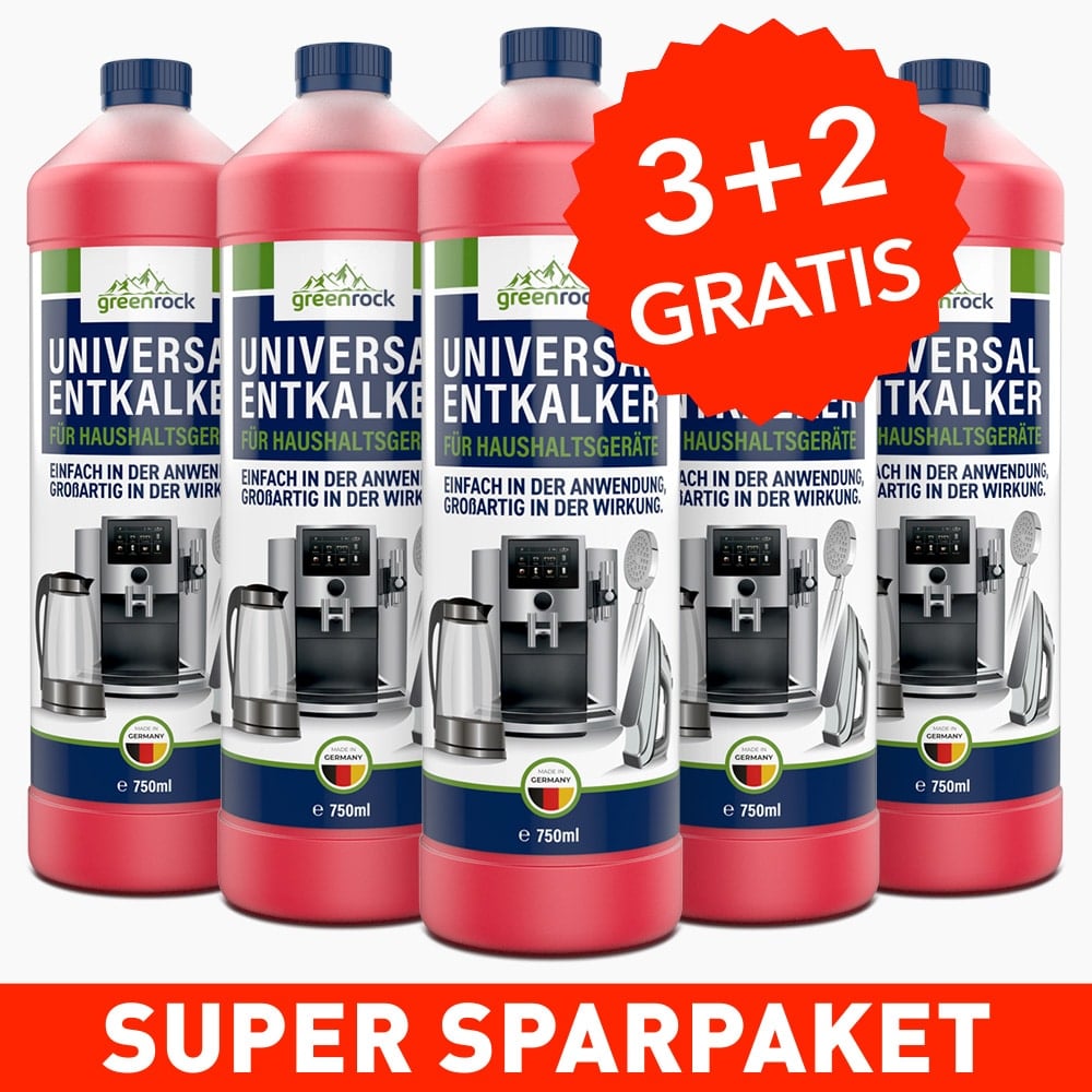 greenrock Universalentkalker (750 ml) 3+2 GRATIS xtra gründliche Reinigung