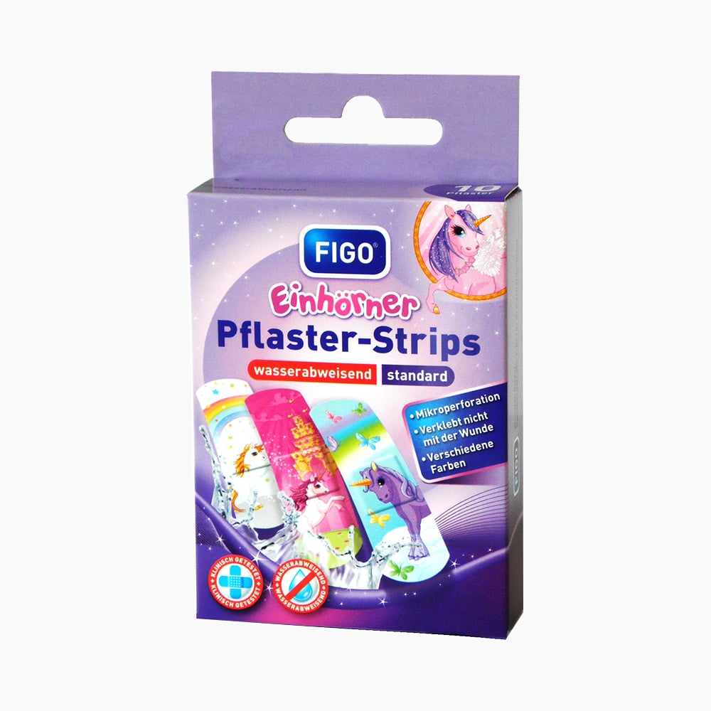 FIGO Kinder-Pflaster -Einhörner- (10 Stück) Mikroperforatio
