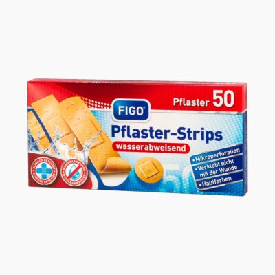 FIGO Pflaster-Strips Standard (20 St. & 50 St.) | Schützt und polstert Wunden - Mikroperforiert - Wasserabweisend & atmungsaktiv - 4 verschiedene Größen