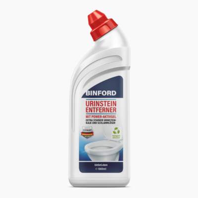 BINFORD Urinstein Entferner (1000 ml) | Extra kraftvolles Gel gegen Urinstein, Kalk uvm. - biologisch abbaubar -  Frei von Mikroplastik