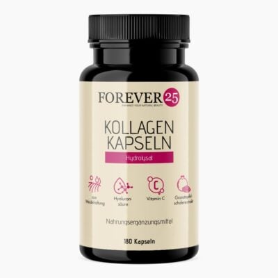 Forever25 Kollagen Kapseln (180 St.) - Mit Hyaluronsäure, Vitamin C & Granatapfelschalenextrak