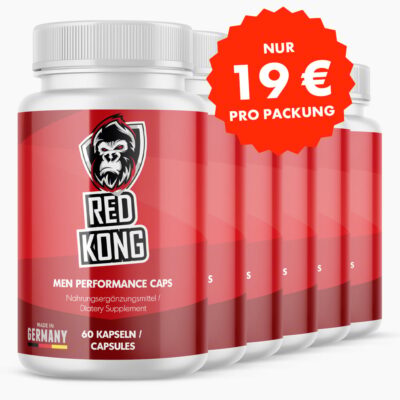 RED KONG Performance Caps (6 Stück) – Mit Zink, L-Arginin, L-Citrullin, Maca & Traubenkernextrakt