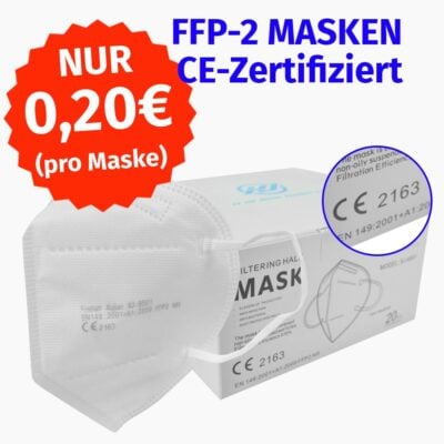 FFP2 Maske (20er Pack) | CE zertifizierter Mund Nasen Schutz - Filterung durch 5-Schicht-Filtersystem - einzeln verpackt - Mundschutzmaske & Staubschutzmaske