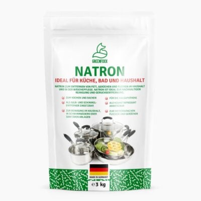 GREENFOXX Natron (3 kg) | Vielseitiges Mittel für Küche, Bad & Haushalt - Hilft unter anderem bei Kalk & Fett. - Auch beim Backen einsetzbar