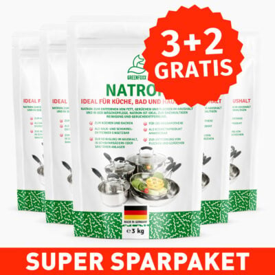 GREENFOXX Natron (3 kg) 3+2 GRATIS - Entfernt Fett, Kalk, Urinstein, Gerüche