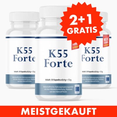 K55 Forte (30 Kapseln) 2+1 GRATIS - Enthält 52 ausgewählte Mikrokulturenstämme