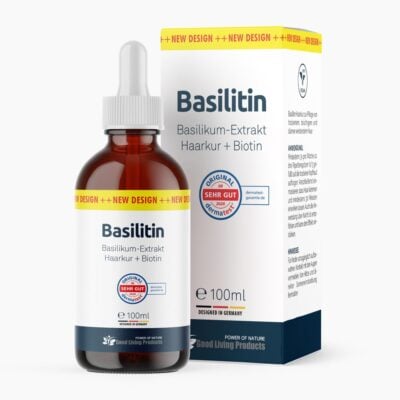 Basilitin - Basilikum-Extrakt Haarkur (100 ml) | Bei dünnem, trockenem oder brüchigem Haar - Zusätzlich mit Biotin - Ohne Nanopartikel, Parabene oder Paraffine