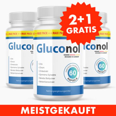 Gluconol Maxi-Pack (60 Kapseln) 2+1 GRATIS - Mit Zimt, Zink, Chrom & sekundären Pflanzenstoffen